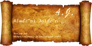 Almási Jolán névjegykártya
